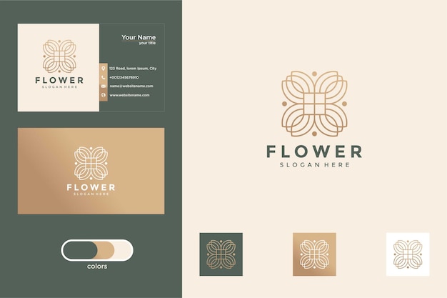 Luxury beauty flower logo design and business card