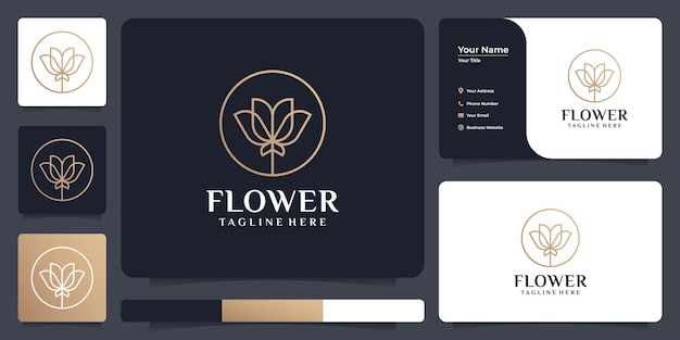 Luxury beauty flower spa salon logo design elements