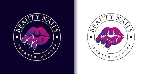 Luxury beauty nail salon logo design with modern emblem style Premium Vektor