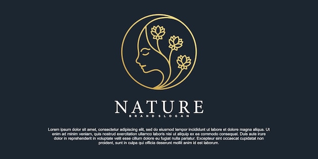 Luxury beauty nature logo design with modern line art style Premium Vektor