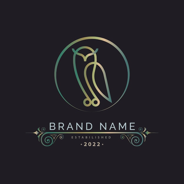 Luxury Bird outline monogram logo template design for brand or company and other