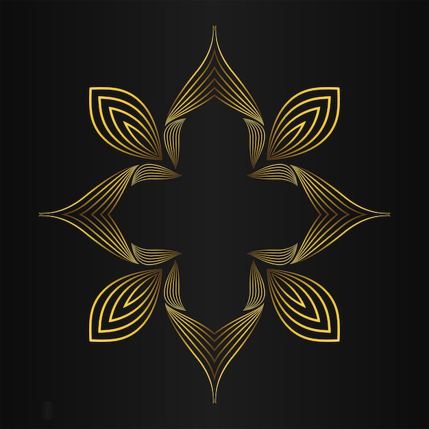 Luxury black background with gold floral ornament