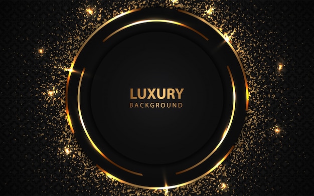 Luxury black background with golden light decoration