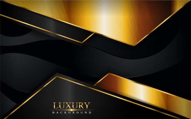 Luxury black background with golden lines composition