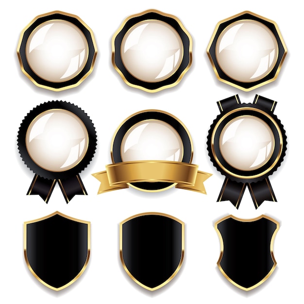 Luxury black and gold blank badges collection