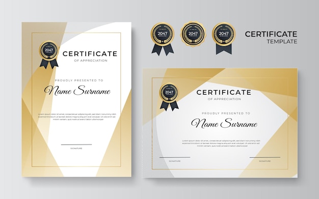 Luxury black and gold certificate with gold frame color.