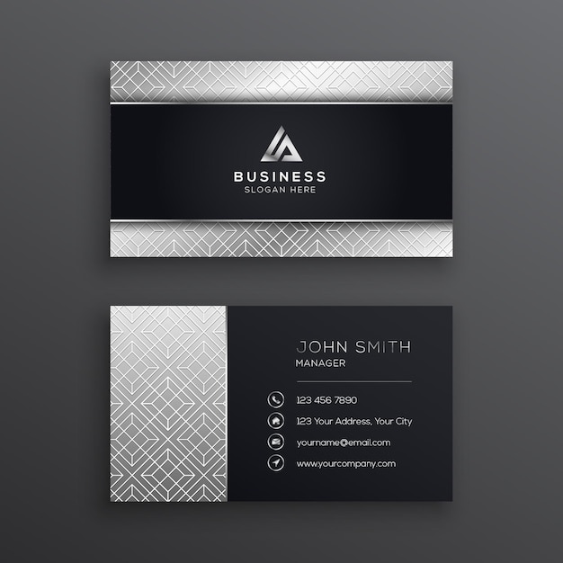 Luxury Black And Silver Business Card Template