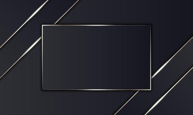 Luxury black stripes and golden line with rectangle in the middle. Design for banner.