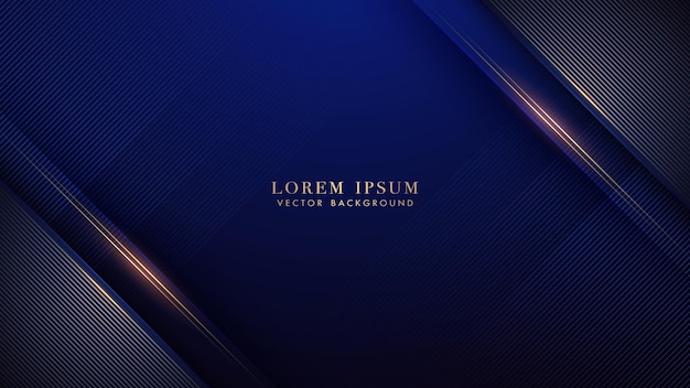 Luxury blue background with diagonal gold line and blue line stripe decoration