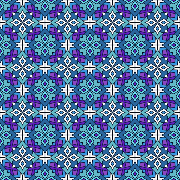 luxury blue colorful embroidery seamless pattern with abstract tiles fabric textile style