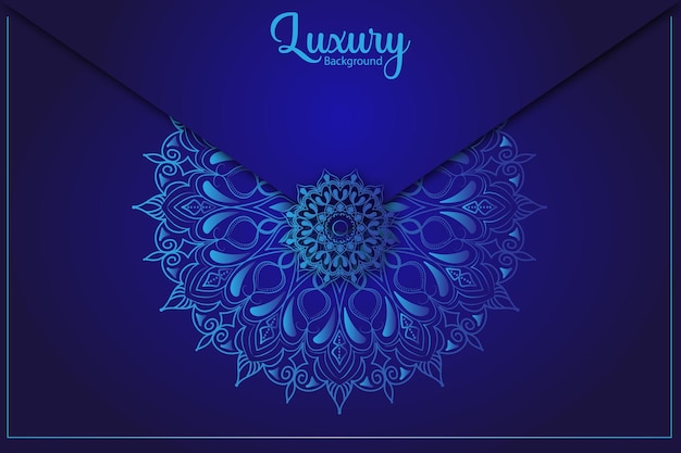 luxury blue mandala background design premium vector eps file