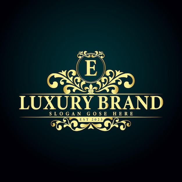 Luxury brand e logo design, letter e golden logo luxury style concept