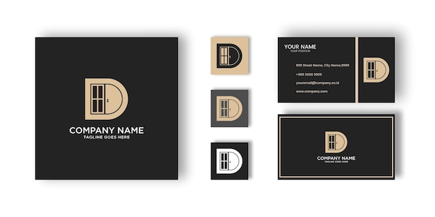 Luxury brand letter d creative design in brown and white