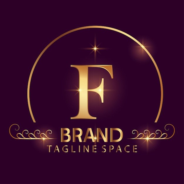 Luxury brand letter F logo with crown