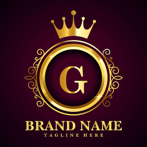 Luxury brand letter G logo with crown