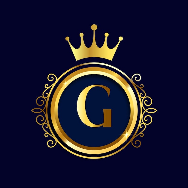 Luxury brand letter G logo with crown