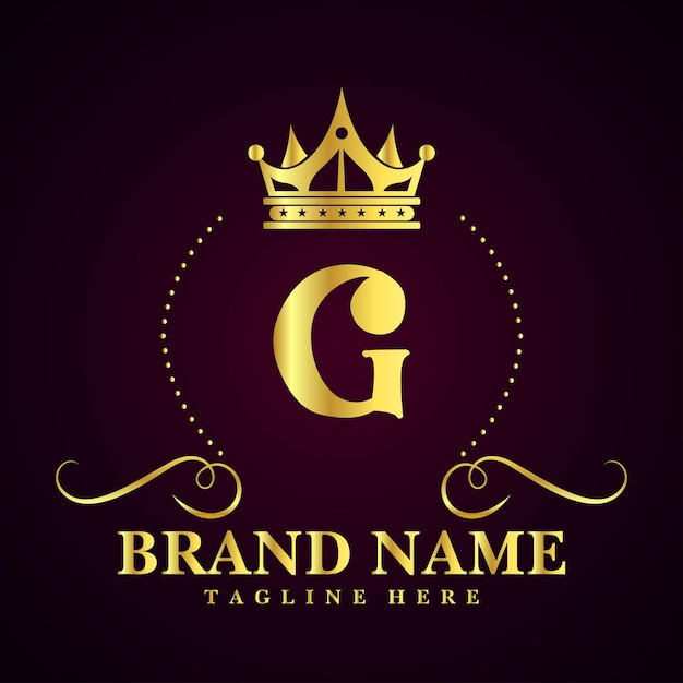 Luxury brand letter G logo with crown