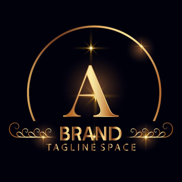 Luxury brand letter A logo with crown