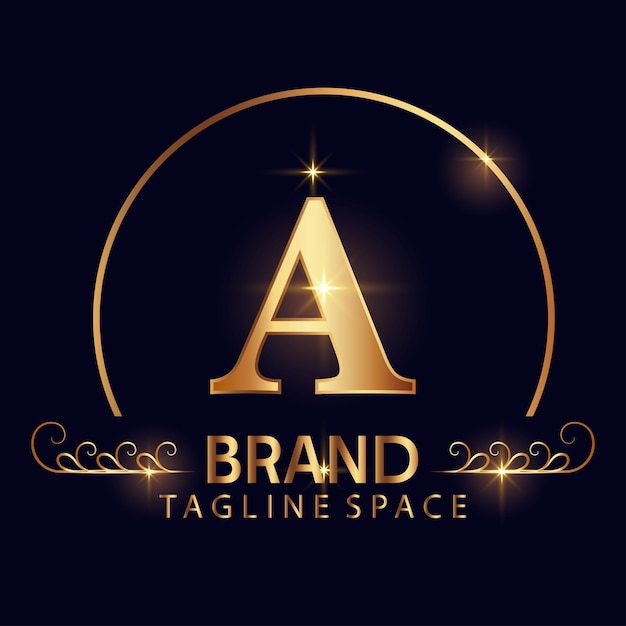 Luxury brand letter A logo with crown