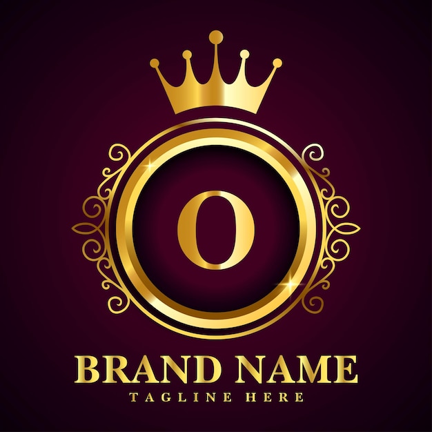 Luxury brand letter O logo with crown