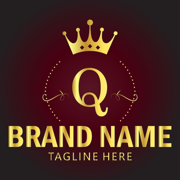 Luxury brand letter Q logo with crown