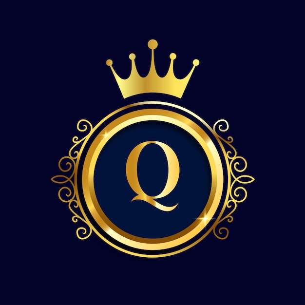 Luxury brand letter Q logo with crown