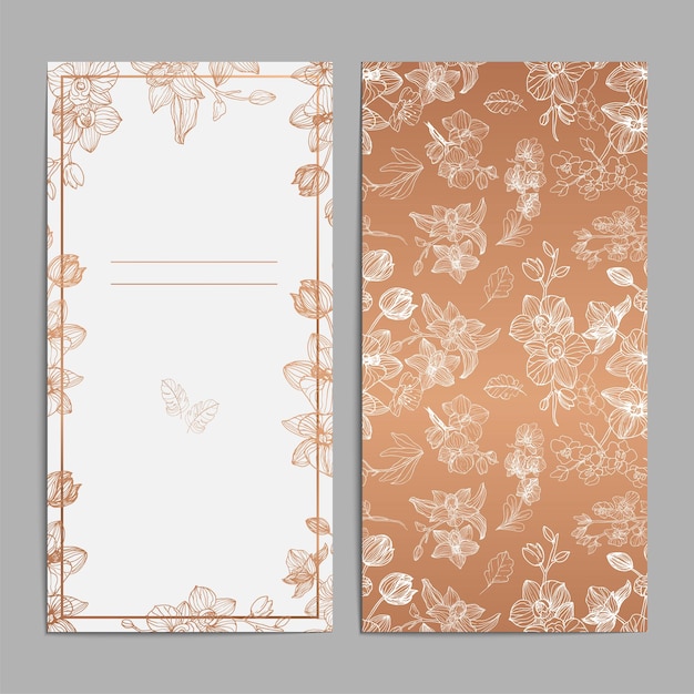 Luxury brown gold floral wedding card invitation greeting card