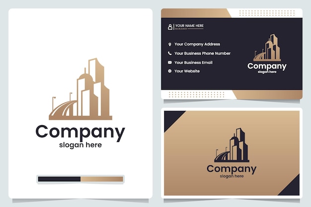 Luxury building urban logo design and business card