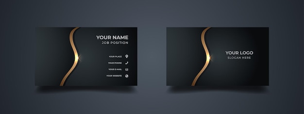 Luxury business card design template Elegant background with abstract golden wavy line shiny