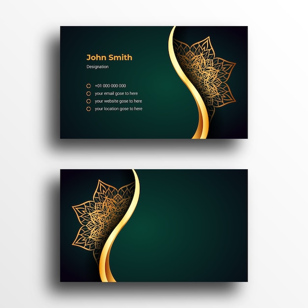 Luxury Business Card Design Template With Luxury Ornamental Mandala Arabesque Background