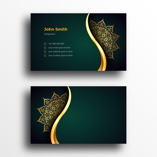 Luxury Business Card Design Template With Luxury Ornamental Mandala Arabesque Background