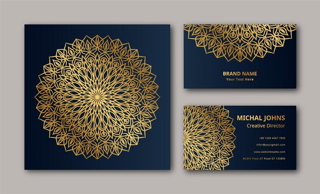 Luxury  business card mandala  golden decoration Premium Vector background  