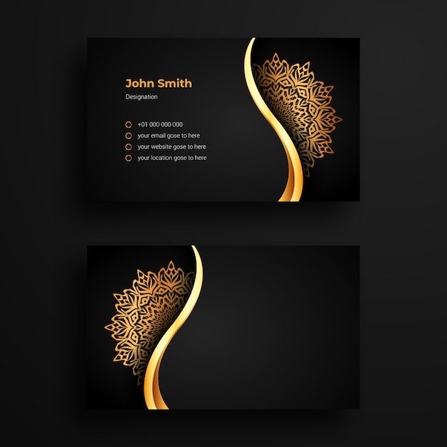 Luxury Business Card Template With Ornamental Mandala Arabesque design