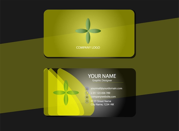 Luxury business card yellow wave