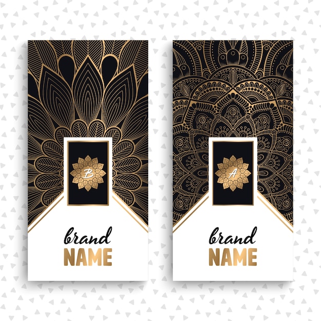 Vector luxury business cards with floral mandalas