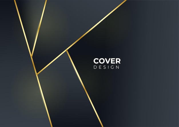 Luxury business cover background, abstract decoration, golden pattern, halftone gradients, 3d Vector illustration. Black gold cover template, geometric shapes, modern minimal banner