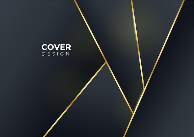 Luxury business cover background, abstract decoration, golden pattern, halftone gradients, 3d Vector illustration. Black gold cover template, geometric shapes, modern minimal banner