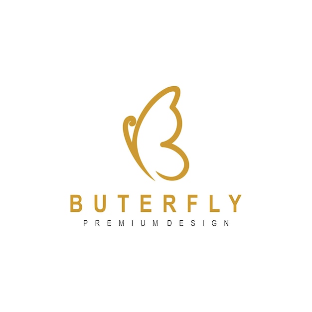 Luxury Butterfly Gold Symbol Logo Design