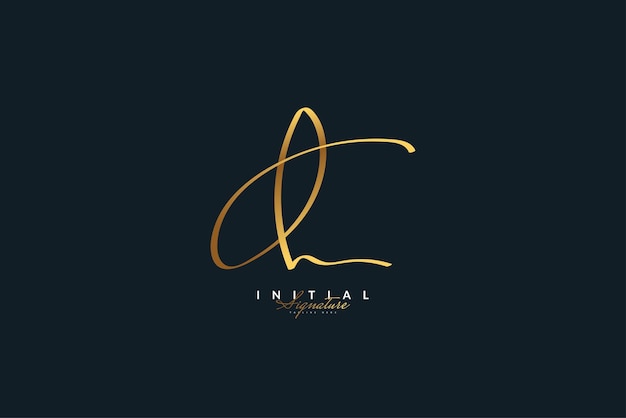 Luxury C and H Logo Design with Handwriting Style in Gold Metallic Color. CH Signature Logo or Symbol for Business Identity