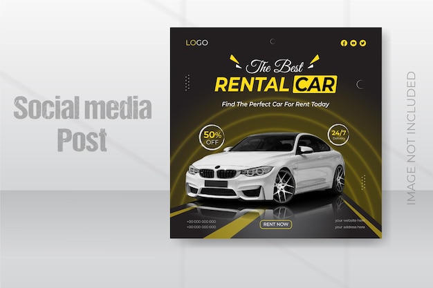 Luxury car rental sale social media instagram post design or business promotion webinar template