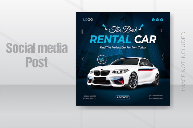 Luxury car rental social media instagram post design or modern corporate square flyer template