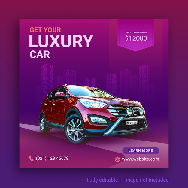 Luxury car sale social media post advertising banner template