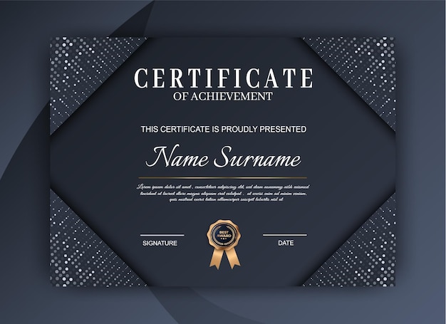 Luxury certificate of achievement template. Modern diploma design