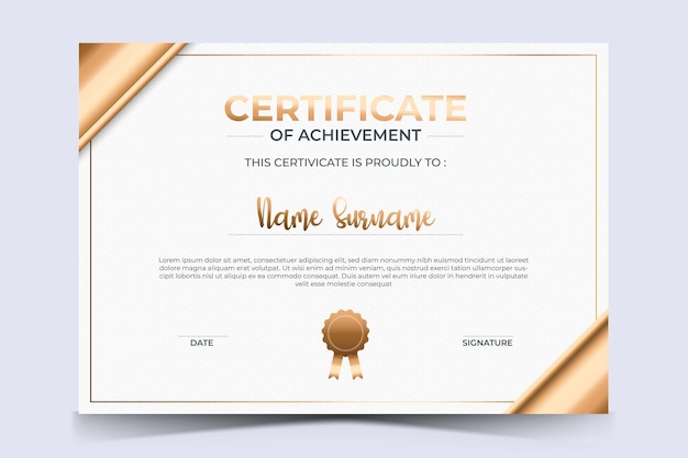 Luxury certificate of appreciation award template with golden style