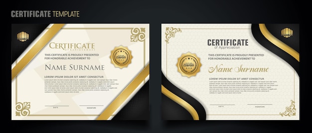 Luxury certificate template with elegant corner frame and realistic texture pattern background