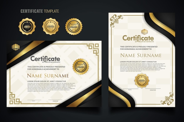 Luxury certificate template with elegant corner frame and realistic texture pattern background