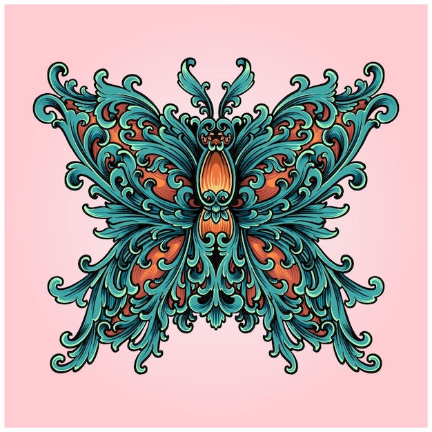 Luxury classic butterfly ornament illustration