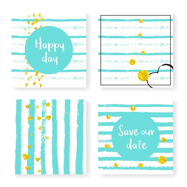 Luxury Confetti. Engagement Particles Set. Festive Print. White Marriage Wallpaper. Turquoise Holiday Flyer. Stylish Brochure. Golden Party Card. Stripe Luxury Confetti