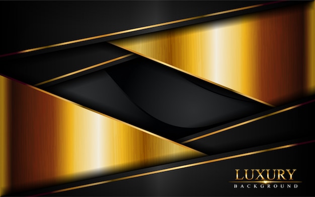 Luxury dark black background with golden lines composition