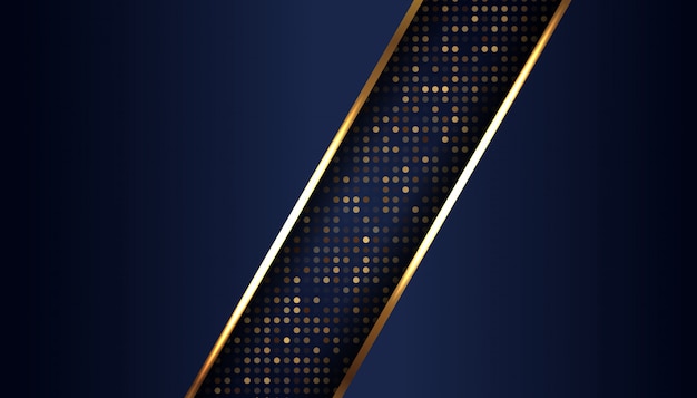 luxury dark blue background with golden lines and glowing dots